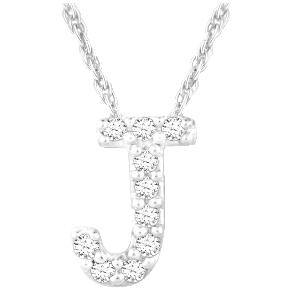 (J) Tamborat Jewelry 10k White Gold Plated Initial Necklaces